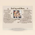 Personalized Pet Custom Photo Acrylic Plaque  - Memorial Gift Idea For Dog/Cat Mom - Don't Cry Sweet Mama