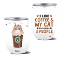Personalized Catpuccino Wine Tumbler - Gift Idea For Cat Lover with up to 5 Cats - I Like Coffee & My Cat and Maybe 3 People