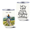 Personalized Riding Horse Wine Tumbler - Up to 2 Girls - Best Gift For Horse Lover/Friends - Just Two Girls Who Love Drinking And Riding