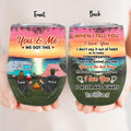 Personalized Couple Camping Wine Tumbler - Couple With Up to 3 Pets - Gift Idea For Camping Lover - I Love You Forever And Always