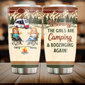 Personalized Camping Friends Tumbler - Up to 7 Friends - Gift Idea For Friends/Besties/Camping Lovers - Warning The Girls Are Camping & Boozinging Again