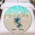 Personalized Turtle Round Blanket - Gift for Family, Turtle Lovers - Turtle Family Blanket - Up to 6 Little Turtles