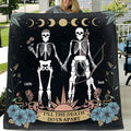 Personalized Skeleton Couple Fleece Throw Blanket/Quilt - Till The Death Do Us Part - Horoscope Gift Idea For Couple