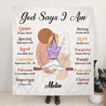 Personalized Yoga Girl Quilt/Fleece Throw Blanket/Pillow Cover - Gift Idea For Yoga Lovers - God Says I am