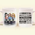 Personalized My Vocabulary At Work Coffee Mug - Gift Idea For Friends/Colleagues - Up to 3 People