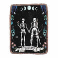Personalized Horoscope Skeleton Couple Fringe Blanket - Gift Idea For Couple, Husband and Wife - Till The Death Do Us Part
