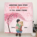 Personalized Kissing Couple Quilt/Fleece Blanket/Pillow Cover - Gift Idea For Couple/Lovers - Annoying Each Other For 10 Years & Still Going Strong
