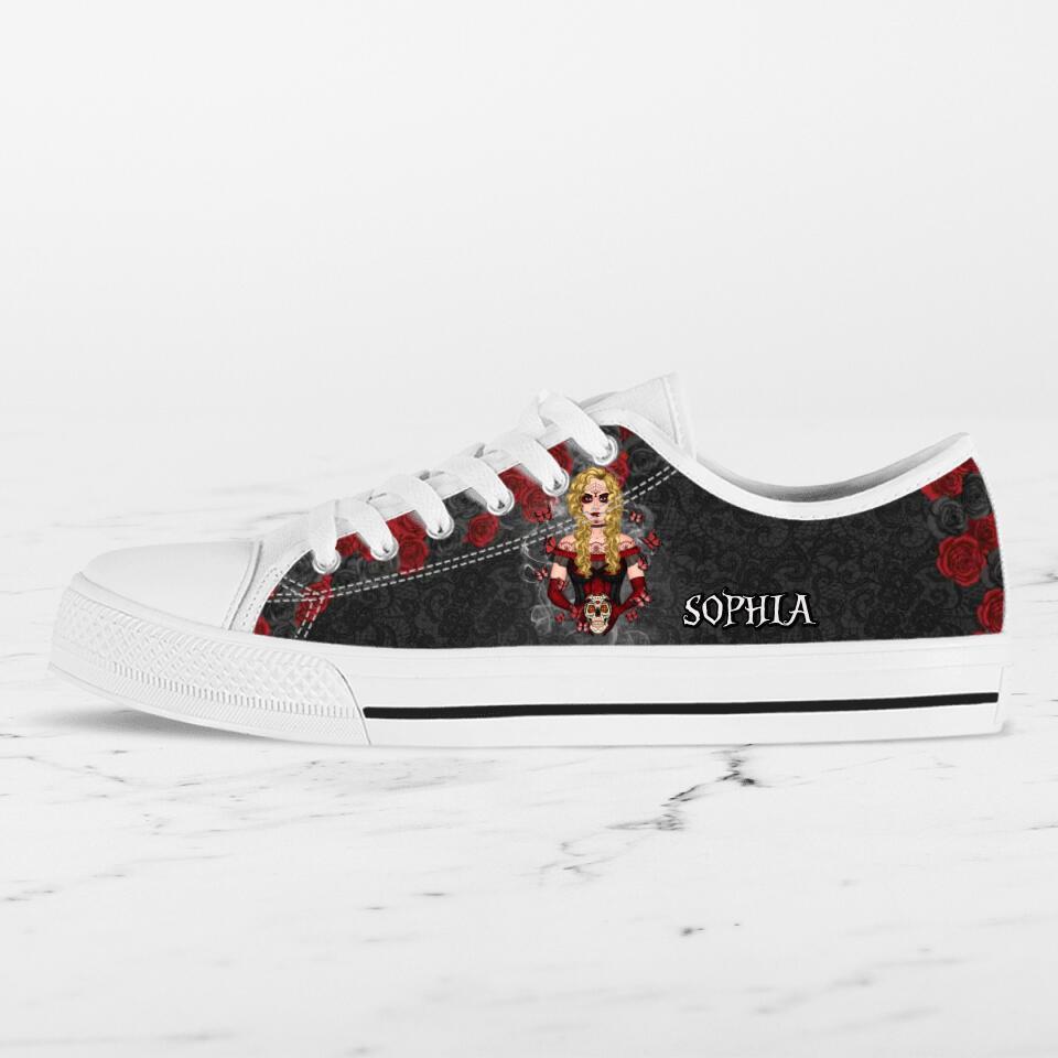 Personalized Skull Girl Sneakers - Gift Idea For Friends/Birthday