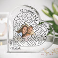Personalized Couple Acrylic Plaque - Upload Photo - Gift Idea For Couple/Mother's Day Gift From Husband - 12 Reasons Why I Love You