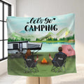 Personalized Day Camping Fleece Blanket/Quilt - Gift for Camping Lovers - Camping Family with Kids and Pets