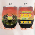 Personalized Hunting Friends Drinking Wine Tumbler - Up to 4 People - St Patrick's Day Gift For Friends/Couple/Drinking/Hunting Lovers - Drinking Beer Shooting Deer