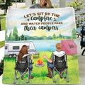 Personalized Camping Couple Fleece Throw Blanket/Quilt - Gift for Camping Lovers - Let's Sit By The Campfire And Watch People Park Their Campers