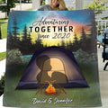Personalized Camping Silhouette Fleece/Quilt Blanket - Gift For Camping Lovers/Couple/Husband and Wife - Adventure together since 2020