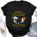 Personalized Camping Friends Shirt/Pullover Hoodie - Up to 7 People - Gift Idea For Friends/Camping Lover - Here's To The Nights We Don't Remember With The Friends We Won't Forget