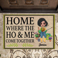 Personalized Girl Gardening Doormat - Gift Idea For Family/Gardening Lovers/Mother's Day - Home Where The Ho & Me Come Together