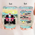 Personalized Off-Road Girl Wine Tumbler - Birthday Gift To Besties/Friends - I'm A Flip Flop Wearin' Wine Drinkin' Jeep Drivin' Kinda Girl