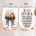 Personalized Besties Wine Tumbler - Up to 5 People - Gift Idea For Friends/Besties/Sisters - Best Bitches Here's To Another Year Of Bonding Over Alcohol