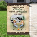 Personalized Camping Friends Flag Sign - Up to 7 People - Gift Idea For Friends/Camping Lovers - Apparently We're Trouble When We Are Together Who Knew!