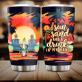 Personalized Beach Tumbler - Gift Idea For Beach Lover/Camping Lover - Sun Sand And A Drink In My Hand