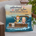 Personalized Pontoon Couple/Queen/Captain Pillow Cover/Quilt/Fleece Blanket - Couple/Man/Woman - Pontoon Gift Idea - The Pontoon Boat Is My Happy Place