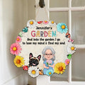 Personalized Garden Dog Door Sign - Up to 6 Dogs - Gift Idea For Garden/Dog Lovers - Beware A Crazy Plant Lady And Her Spoiled Rotten Dogs Live Here