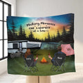 Personalized Night Camping Fleece Throw Blanket/Quilt - Gift for Camping Lovers - Family with kids and pets - Making memories one campsite at a time