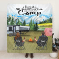 Personalized Camping Blanket - Parents with up to 5 Kids and 4 Pets - Gift For Camping Lover