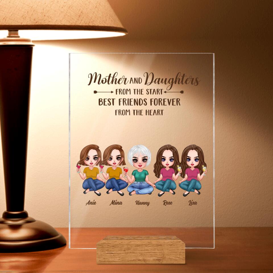 Personalized Mother Acrylic Plaque - Up to 4 Daughters - Gift Idea For Mother's Day - Mother And Daughters From The Start Best Friends Forever From The Heart
