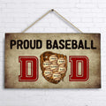 Personalized Proud Baseball Dad Wooden Sign - Up to 7 Kids - Gift For Father/Baseball Lover - Family Gift Idea