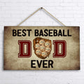 Personalized Best Baseball Dad Ever Wooden Sign - Up to 7 Kids - Gift For Father/Baseball Lover - Family Gift Idea