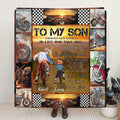 Personalized Father & Son Biker Fleece Throw Blanket/Quilt - Gift Idea For Bike Lovers From Father To Son - To My Son