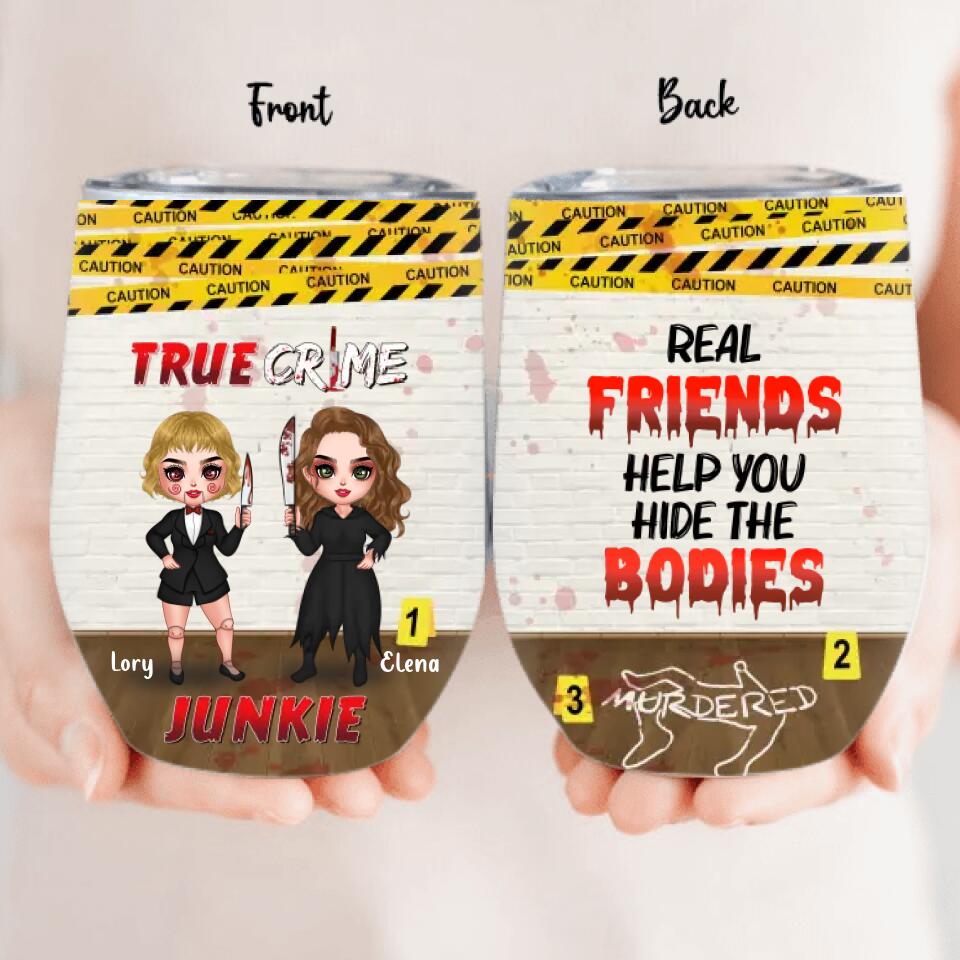 Personalized Besties Wine Tumbler - Gift Idea For Friends/Besties/Sisters - My Partner In Crime Horror Best Friend
