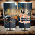 Personalized Night Camping Tumbler - Couple/Parents With Up to 3 Kids And 4 Pets - Gift For Camping Lover - Life Is Better Around The Camfire