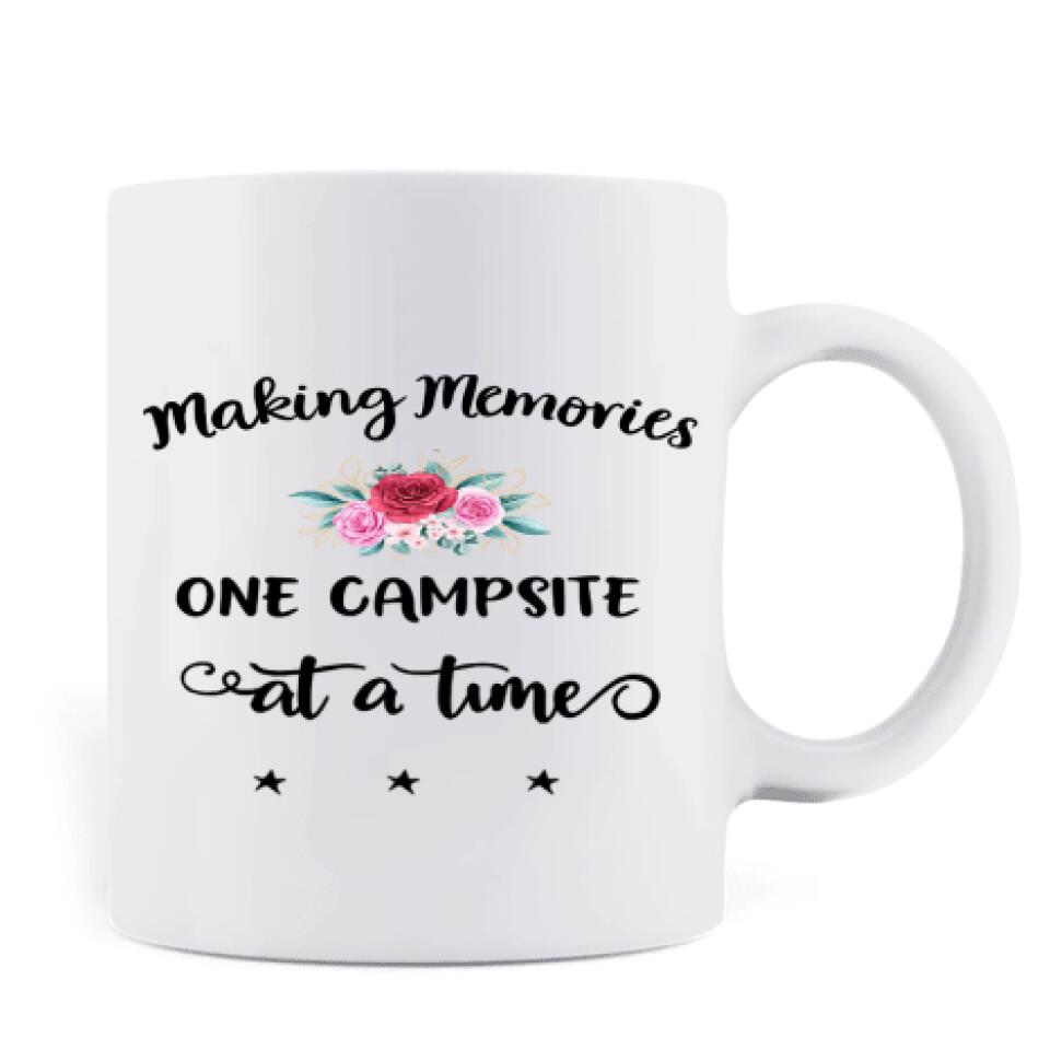 Personalized Camping Coffee Mug - Adult/Single Parent With Up to 2 Kids And 3 Pets - Making Memories One Campsite At A Time