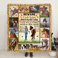 Personalized Horse Girl Quilt/Fleece Throw Blanket - Gift Idea For Horse Lovers - Beware I Ride Horses