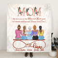 Personalized Mom Fleece Throw Blanket/Quilt - Mother With Up to 4 Daughters - Gift Idea For Mother's Day From Daughter - We Love You To The Moon And Back Again