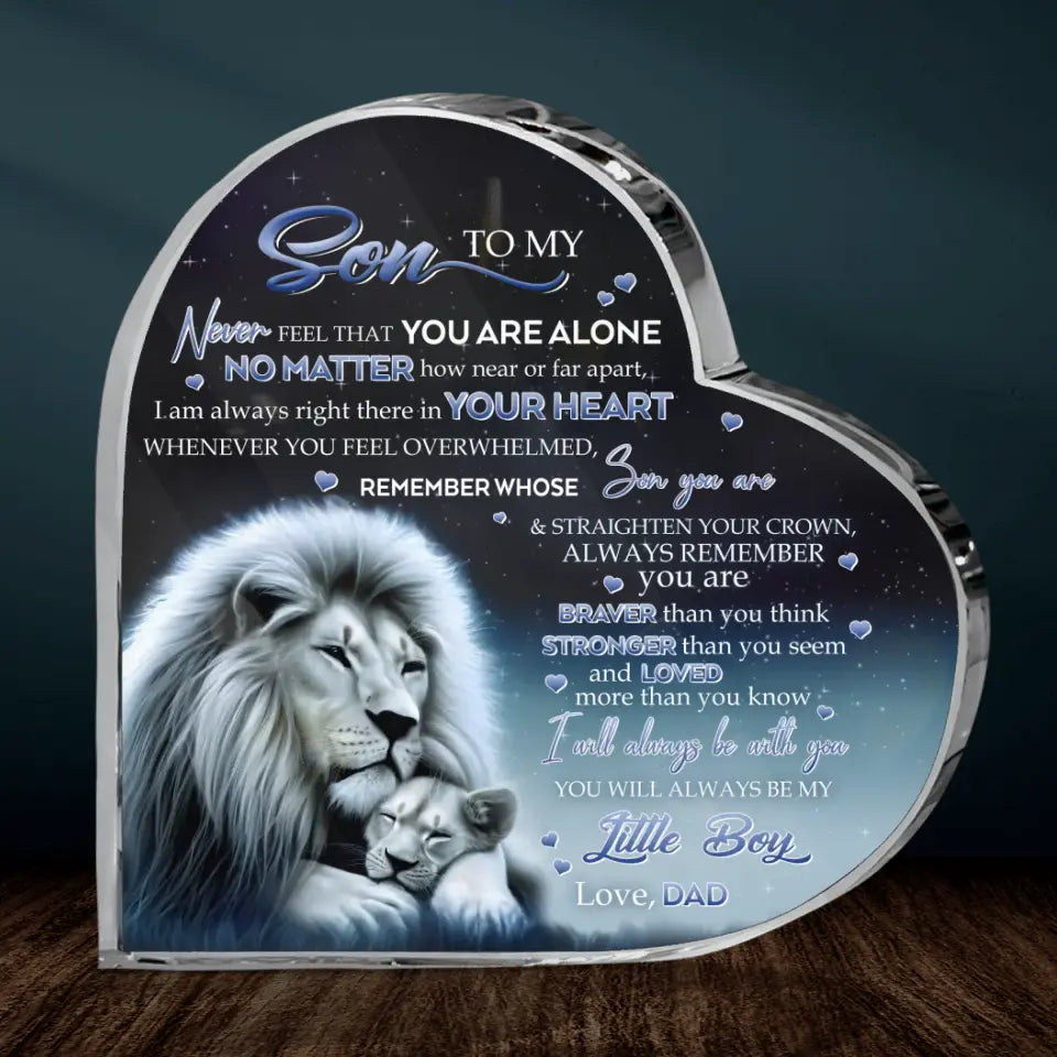 Personalized To My Daughter/Son Lion Acrylic Plaque - Gift Idea For Daughter/Son From Dad - Never Feel That You Are Alone