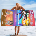 Personalized Girl's Trip Beach Towel - Up to 6 People - Gift Idea For Besties/Sisters/Friends - Beaches Booze & Besties