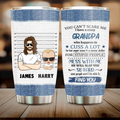 Personalized Kid & Grandpa Tumbler - Gift Idea For Kid/Mother's Day/Father's Day - You Can't Scare Me I Have A Crazy Grandpa
