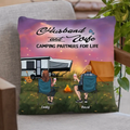 Personalized Camping Couple/Family Pillow Cover - Up to 3 Kids And 4 Pets - Gift Idea For Camping Lover - Husband And Wife Camping Partners For Life