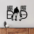 Personalized Dad Metal Monogram Sign - Father's Day Gift Idea From Son And Daughter - A Son's First Hero A Daughter's First Love