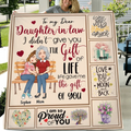 Personalized Mom & Daughter Quilt/Fleece Throw Blanket - Best Gift Idea For Daughter-In-Law/Mother's Day - Life Gave Me The Gift Of You