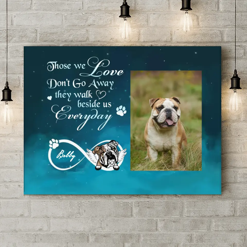 Personalized Memorial Photo Canvas - Memorial Gift Idea for Dog/Cat Owners - Those We Love Don't Go Away They Walk Beside Us Everyday