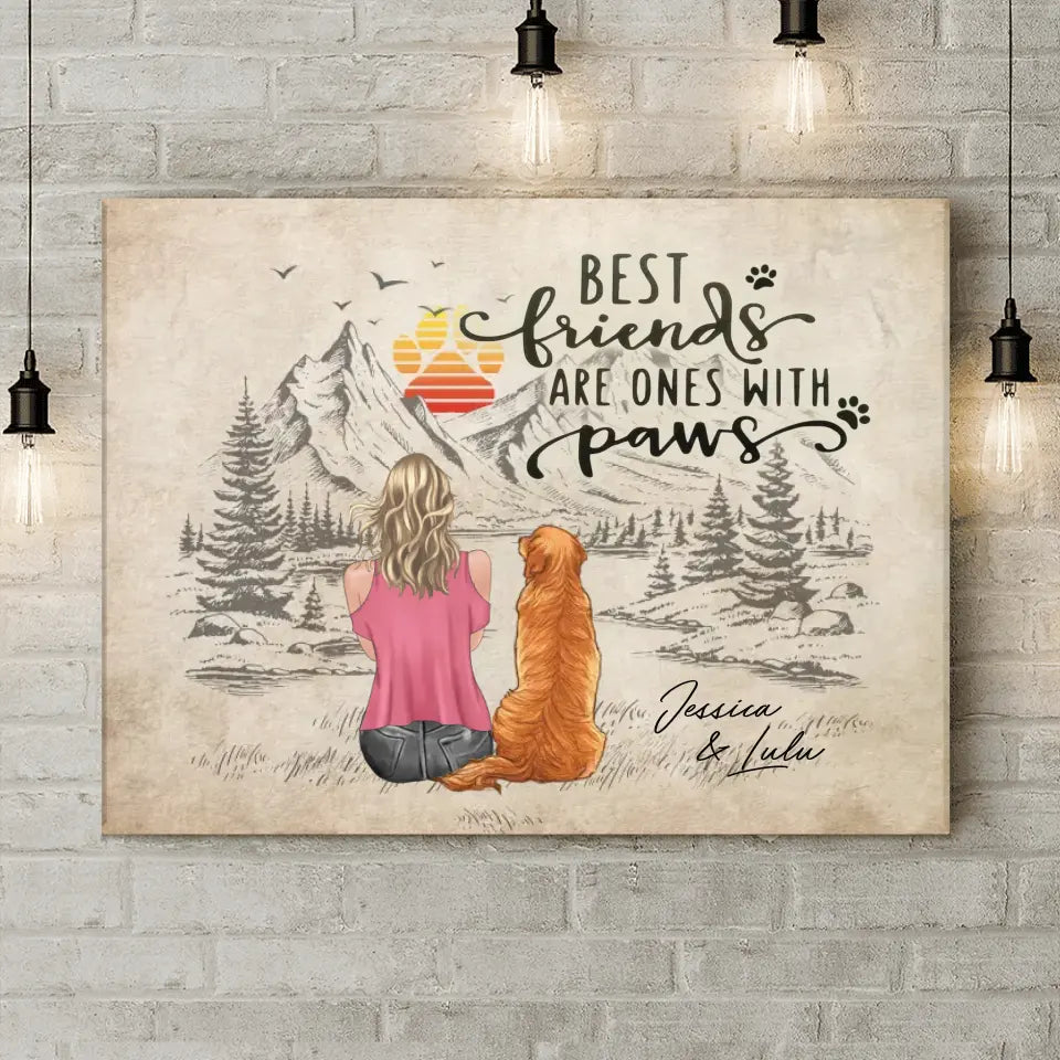 Personalized Dog Mom Canvas - Up to 5 Dogs - Mother's Day Gift For Dog Lovers - Best Friends Are Ones With Paws