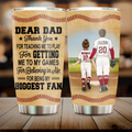 Personalized Baseball Dad Tumbler - Up to 2 Children - Father's Day Gift Idea for Baseball Lovers - Dear Dad Thank You For Teaching Me To Play