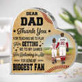 Personalized Baseball Dad Crystal Heart - Up to 2 Children - Father's Day Gift Idea for Baseball Lovers - Dear Dad Thank You For Teaching Me To Play