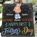 Personalized First Father's Day Quilt/Fleece Throw Blanket - Best Gift Idea For Mother's Day/Father's Day - We Make Cute Baby