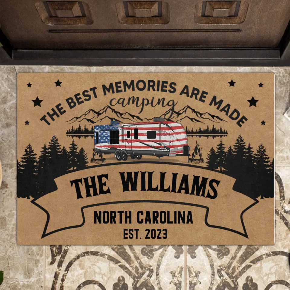 Personalized Campers Doormat - Gift Idea For Camping Lovers/ Family - The Best Memories Are Made Camping