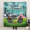 Personalized Camping Fleece Throw Blanket/Quilt - Gift Idea For Couple, Camping Lovers - Happy Campers