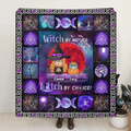 Personalized Witch Quilt/Fleece Throw Blanket - Up to 6 Cats/Dogs - Halloween Gift Idea For Cat/Dog Lovers - Witch By Nature Bitch By Choice